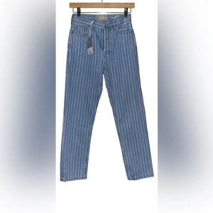 NEW Everlane The 90’s Button Fly Cheeky‎ Cropped Ankle Pinstripe Jean Women 23